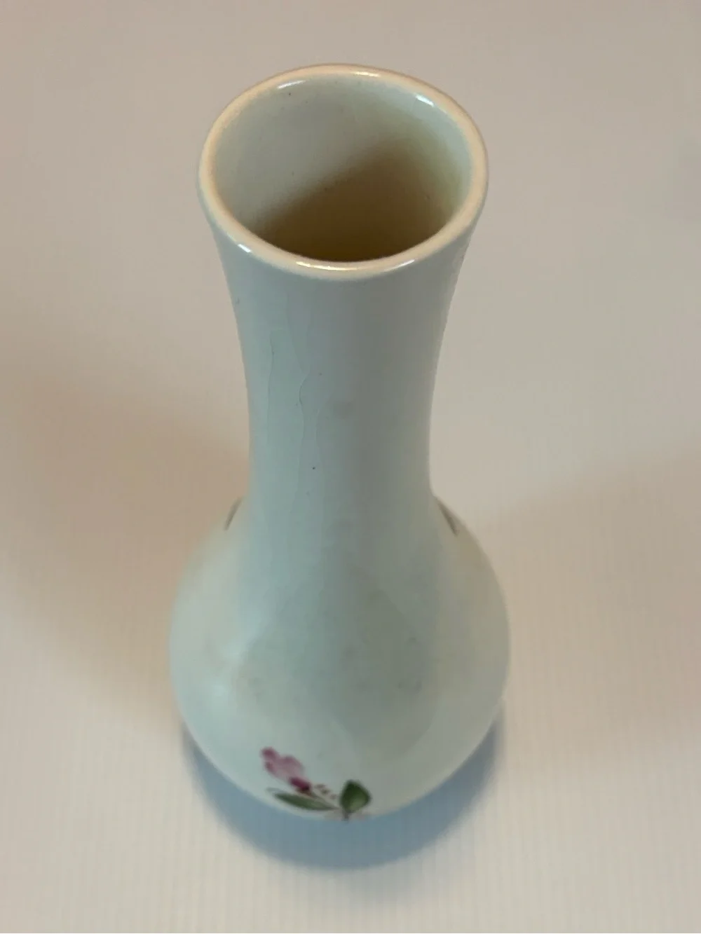 Vintage FTDA 1979 Sado Portugal - Pink Purple Flowers White Floral Vase